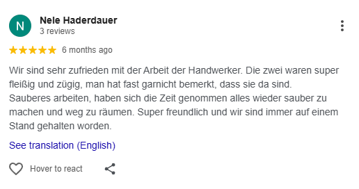 Screenshot einer Google Bewertung von RaiffeisenVolt