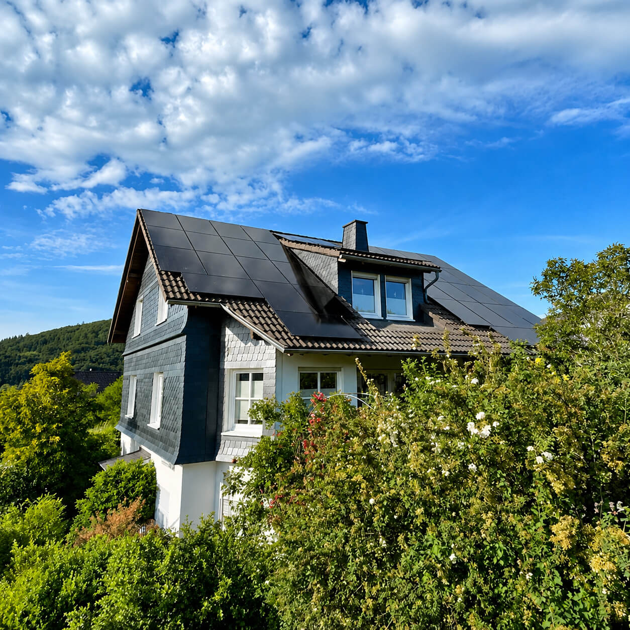 Photovoltaikanlage auf Eigenheim geplant und montiert von RaiffeisenVolt