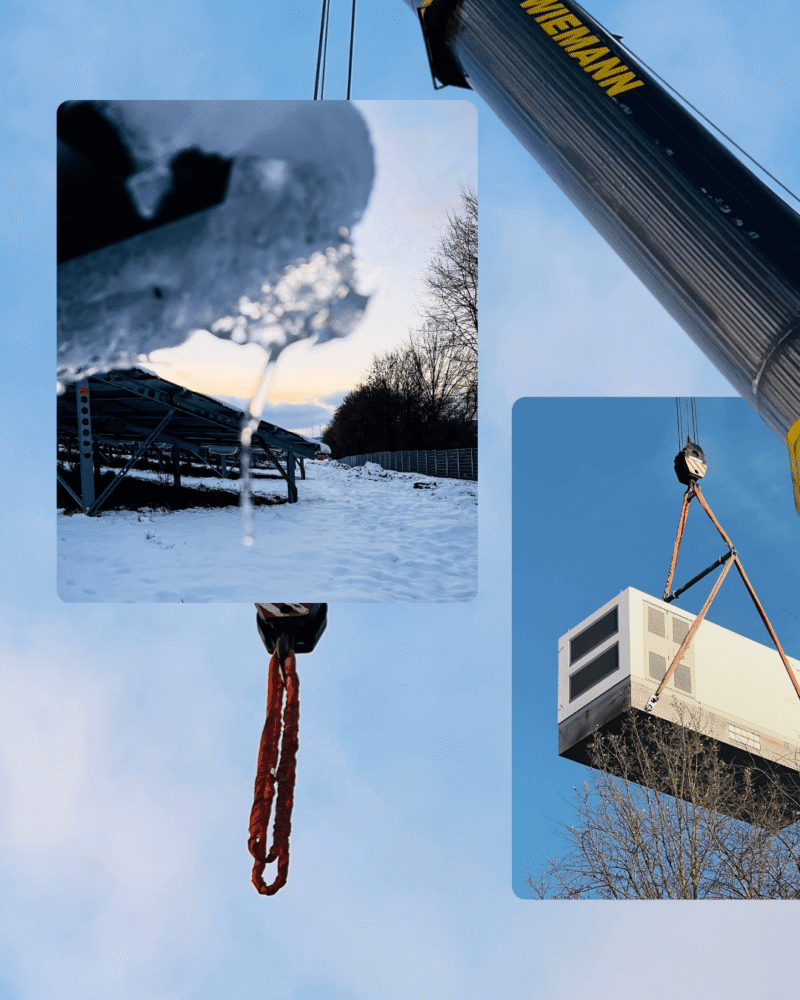 Solarpark Uentrop im Schnee